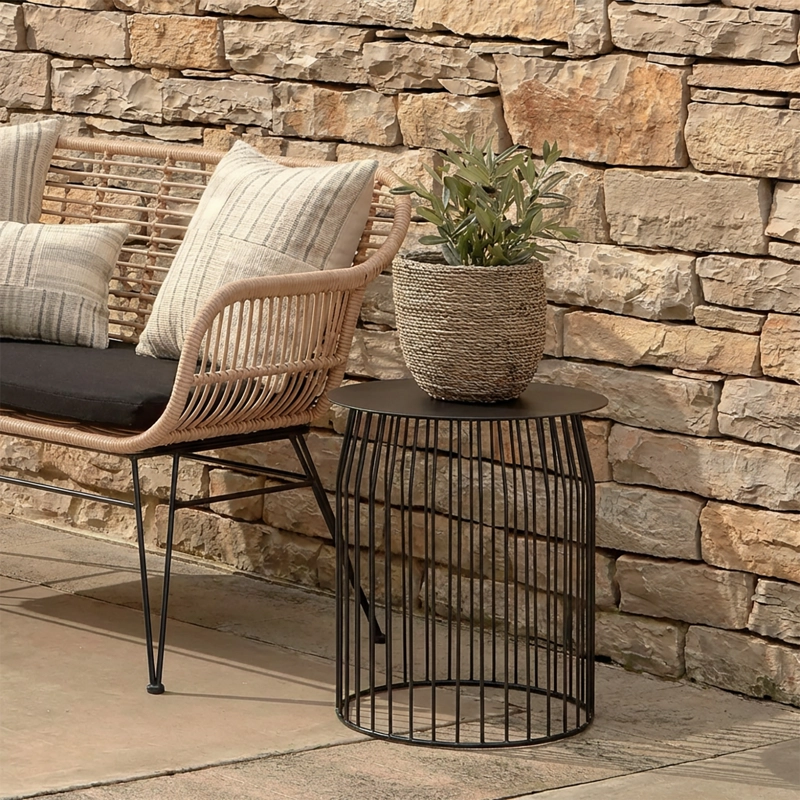 MESA LATERAL FORM DESIGN METÁLICA WIRE DIAM 48 NEGRO METAL - 6