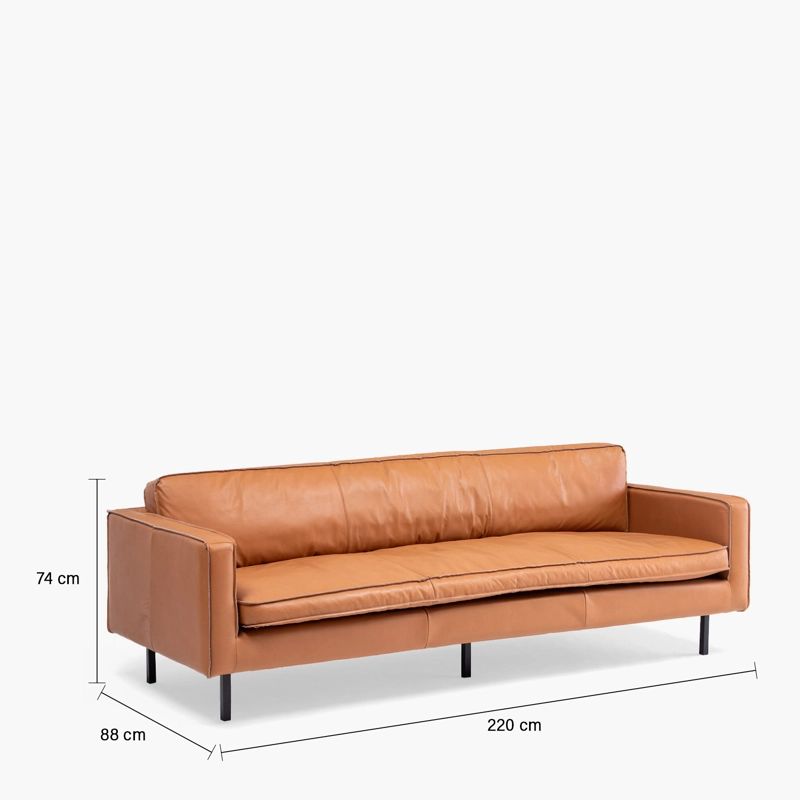 SOFA FORM DESIGN SINATRA 3 CUERPOS CUERO COGNAC - 8
