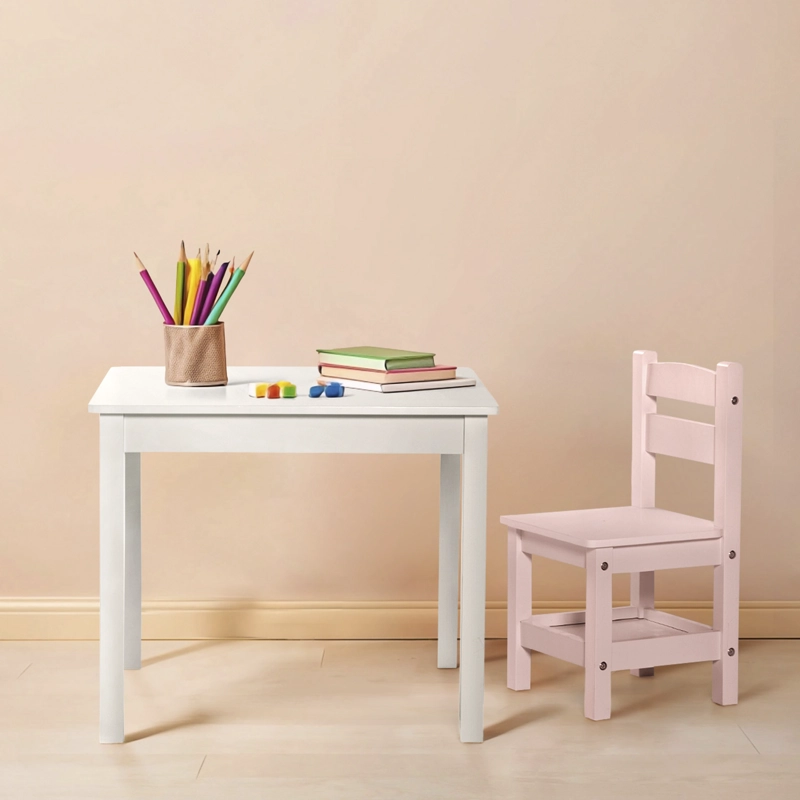 PACK INFANTIL FORM DESIGN 1 MESA 2 SILLAS OLIVIA BLANCO/ ROSADO MADERA - 2