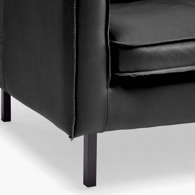 SOFA FORM DESIGN SINATRA 3 CUERPOS CUERO NEGRO - 4