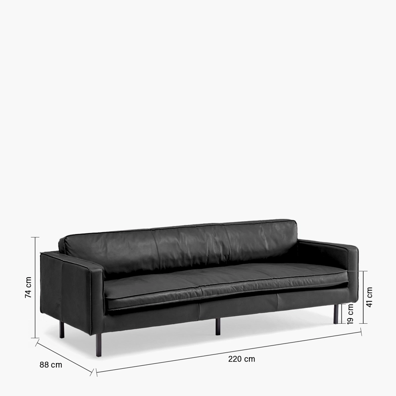 SOFA FORM DESIGN SINATRA 3 CUERPOS CUERO NEGRO - 7