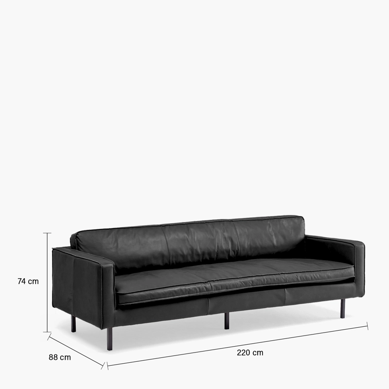 SOFA FORM DESIGN SINATRA 3 CUERPOS CUERO NEGRO - 8