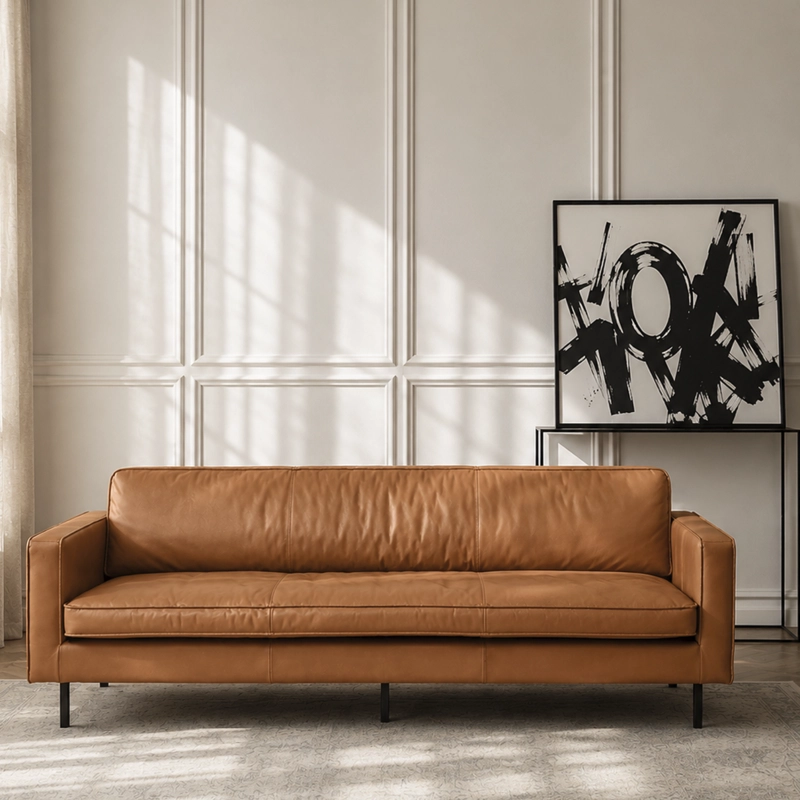 SOFA FORM DESIGN SINATRA 3 CUERPOS CUERO CAFÉ - 2
