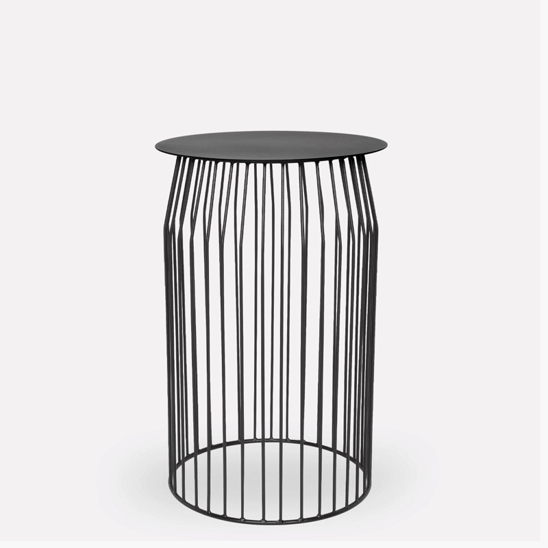 MESA LATERAL FORM DESIGN METÁLICA WIRE DIAM 36 NEGRO METAL - 1