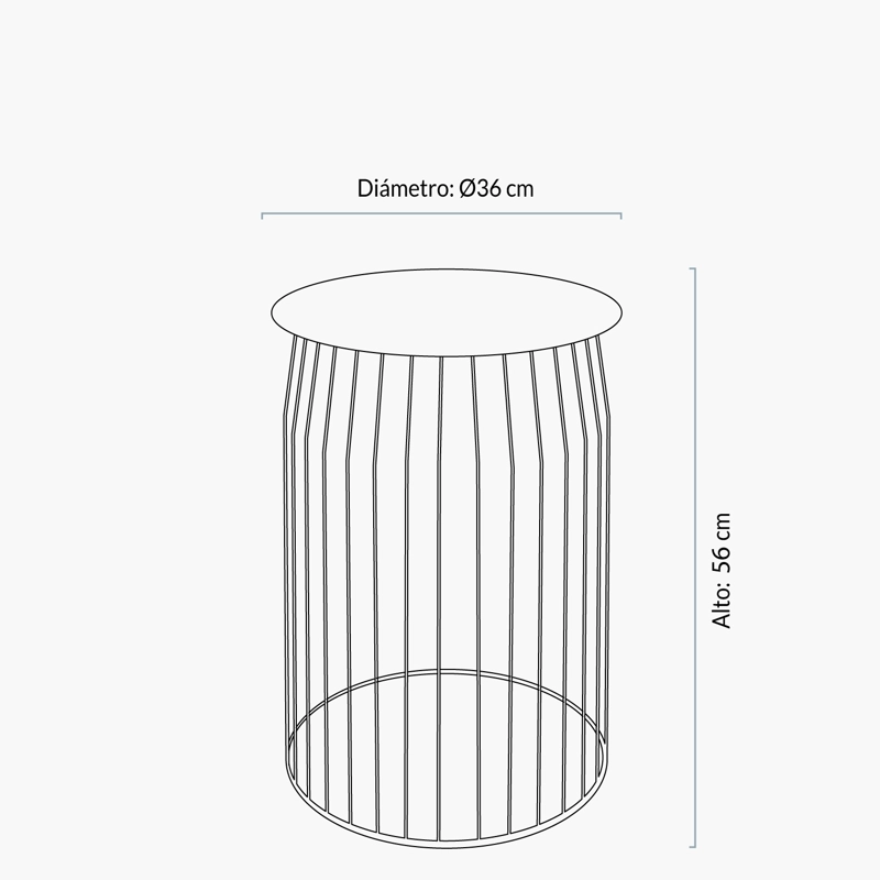 MESA LATERAL FORM DESIGN METÁLICA WIRE DIAM 36 NEGRO METAL - 3