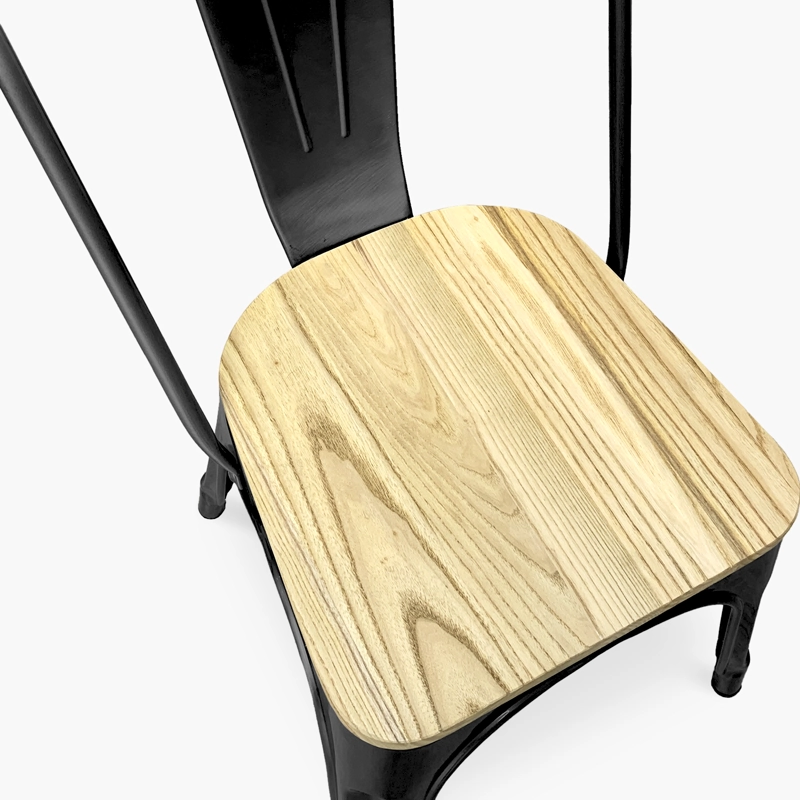 SILLA FORM DESIGN TOLIX 1 CUERPO ACERO NEGRO MADERA - 5