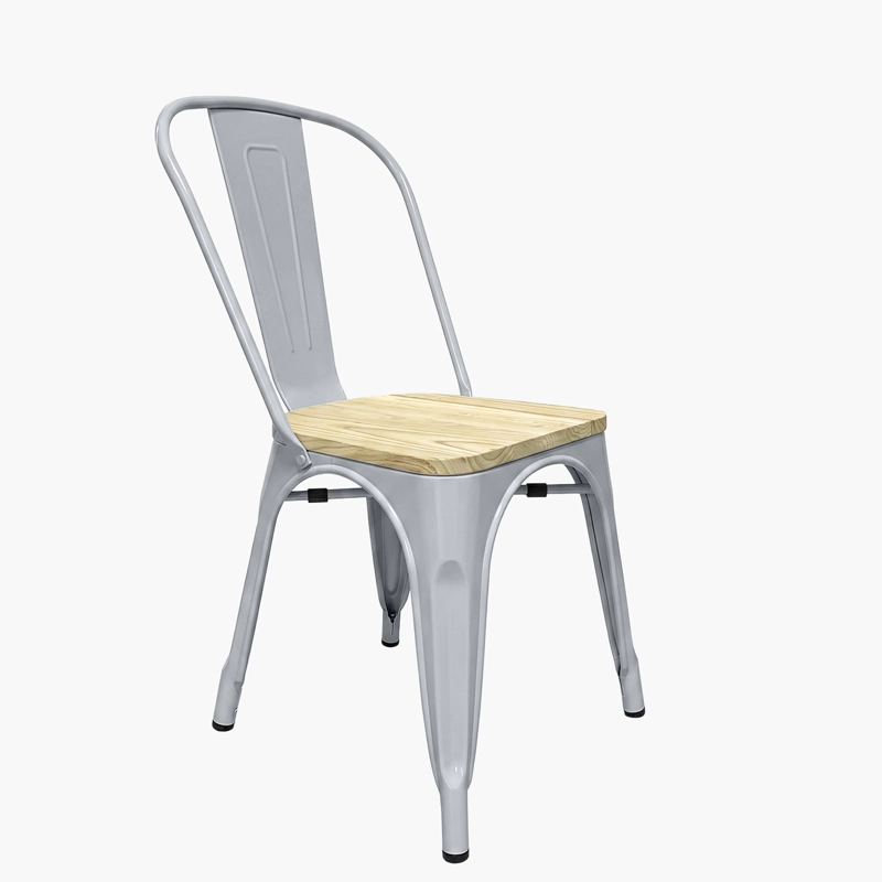 SILLA COMEDOR FORM DESIGN TOLIX 1 CUERPO MADERA PLATEADO REPLICA METAL - 2
