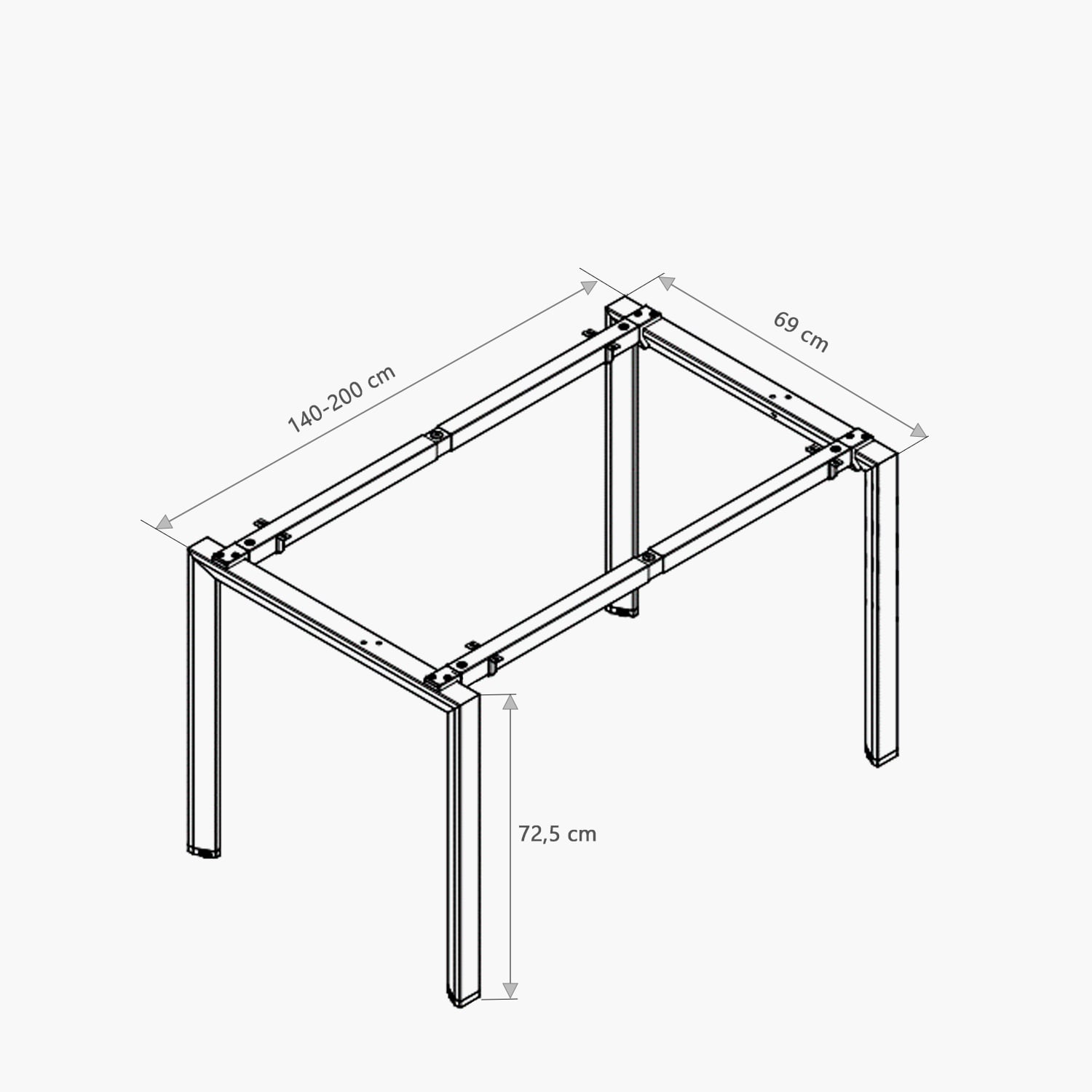 BASE ESCRITORIO FORM OFFICE NEO EXTENSIBLE 140 200 X 70 BLANCO ACERO - 5