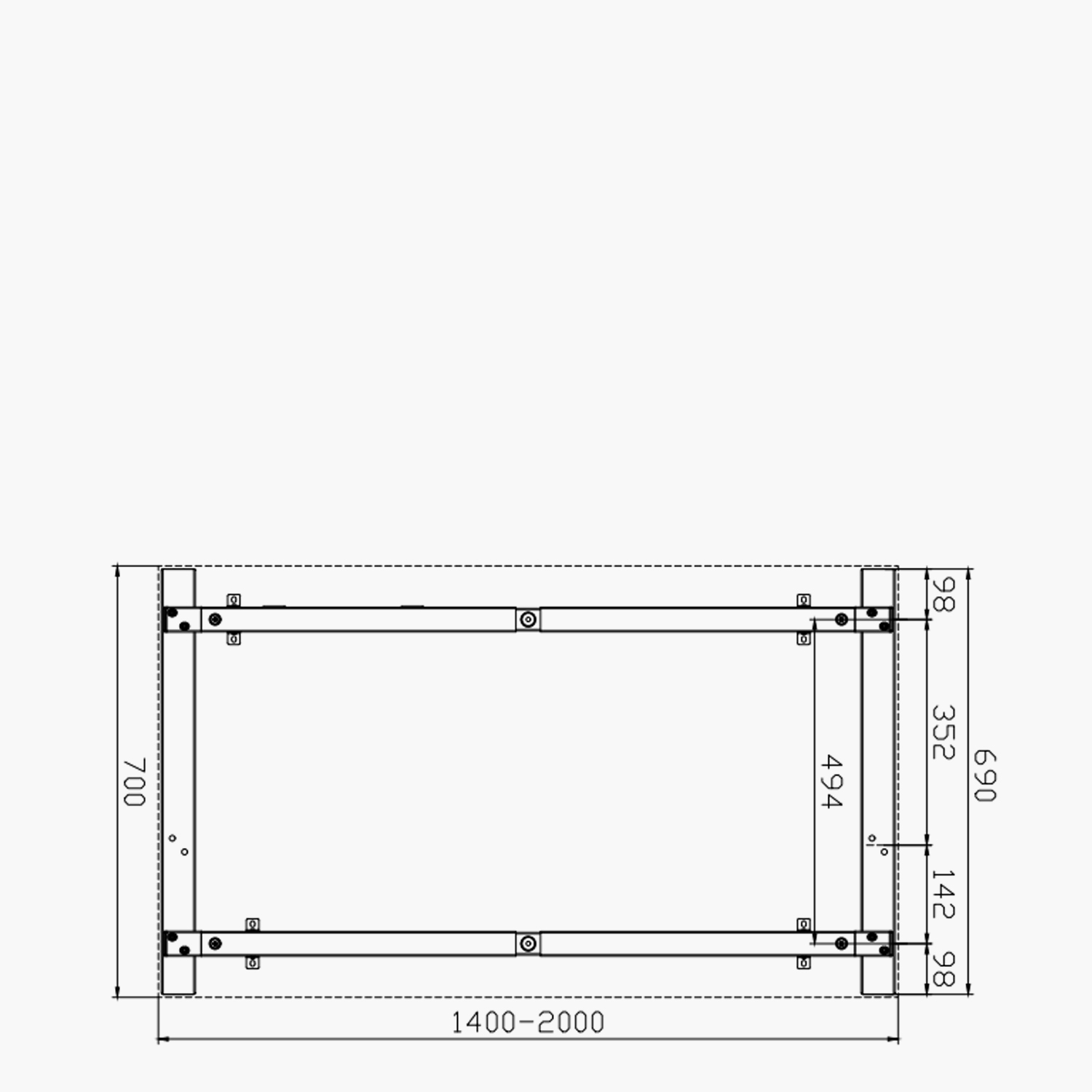 BASE ESCRITORIO FORM OFFICE EXTENSIBLE 140 200 X 70 GRIS CLARO ACERO - 6