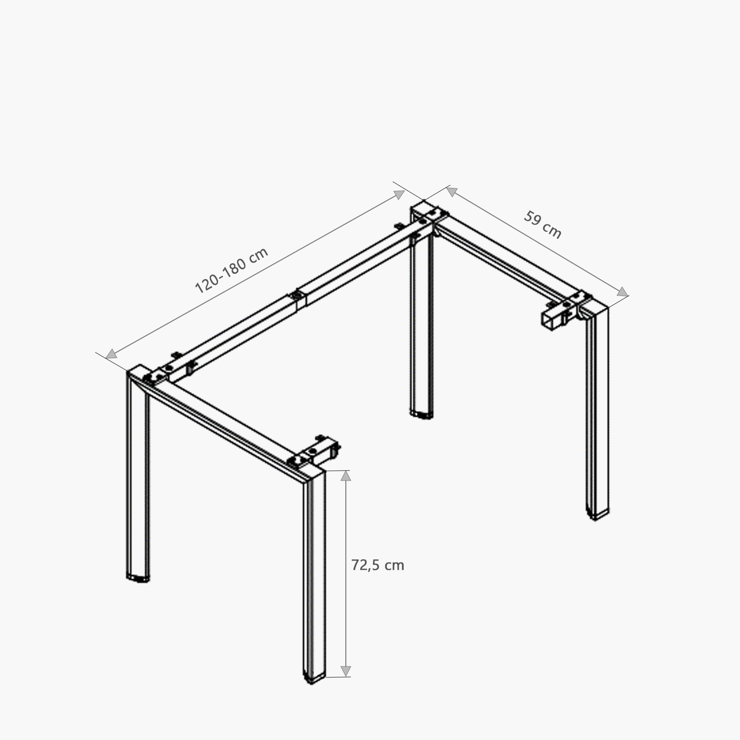 BASE ESCRITORIO FORM OFFICE NEO EXTENSIBLE 120 180 X 60 GRIS CLARO ACERO - 5