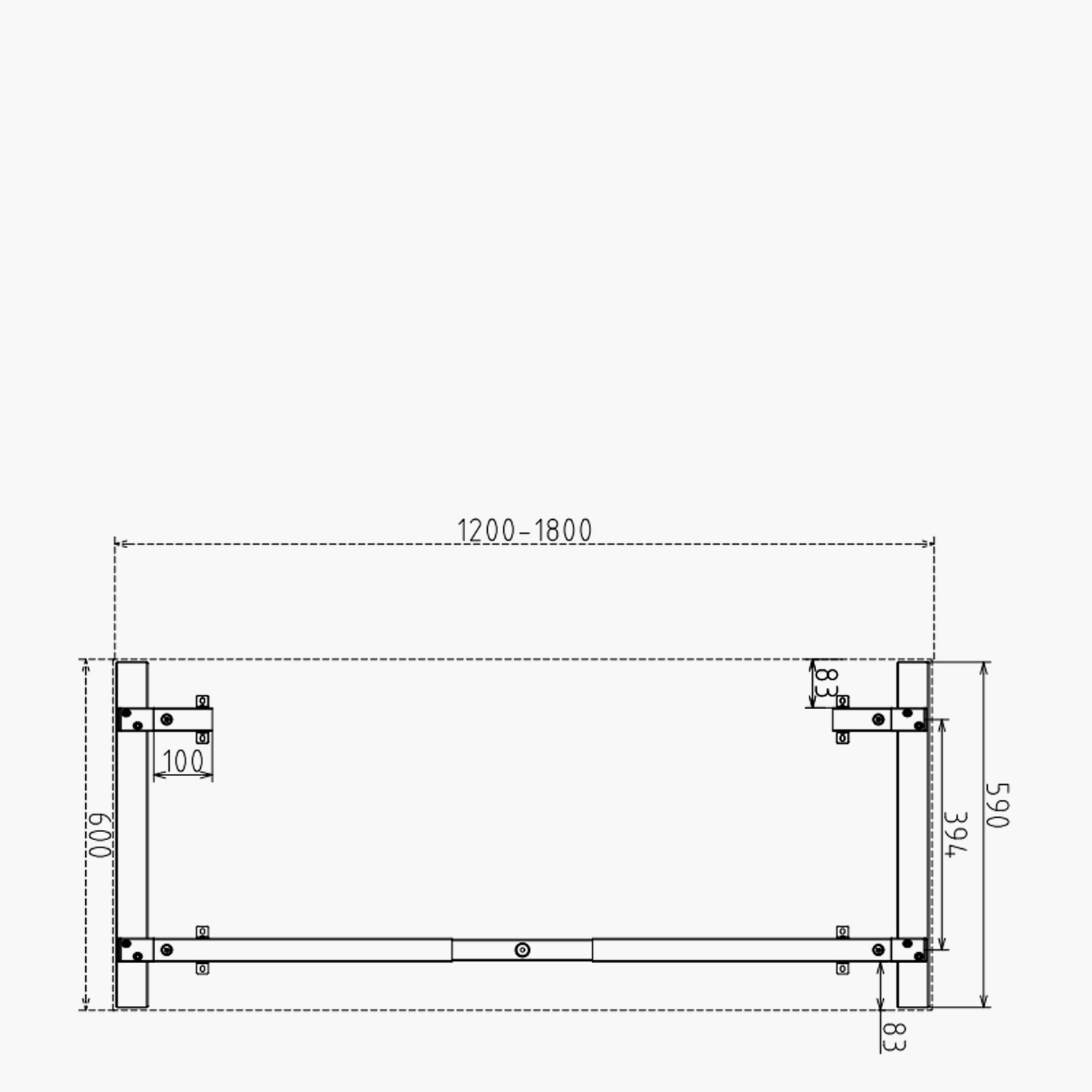 BASE ESCRITORIO FORM OFFICE NEO EXTENSIBLE 120 180 X 60 GRIS CLARO ACERO - 6