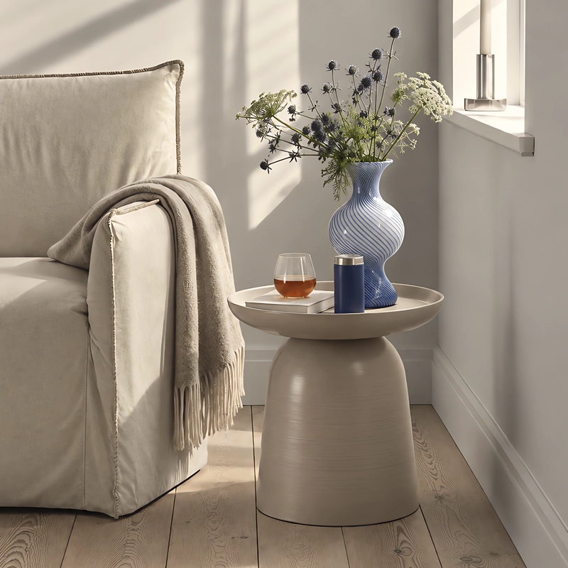 MESA LATERAL FORM DESIGN METÁLICA OTELO TAUPE ACERO - 7