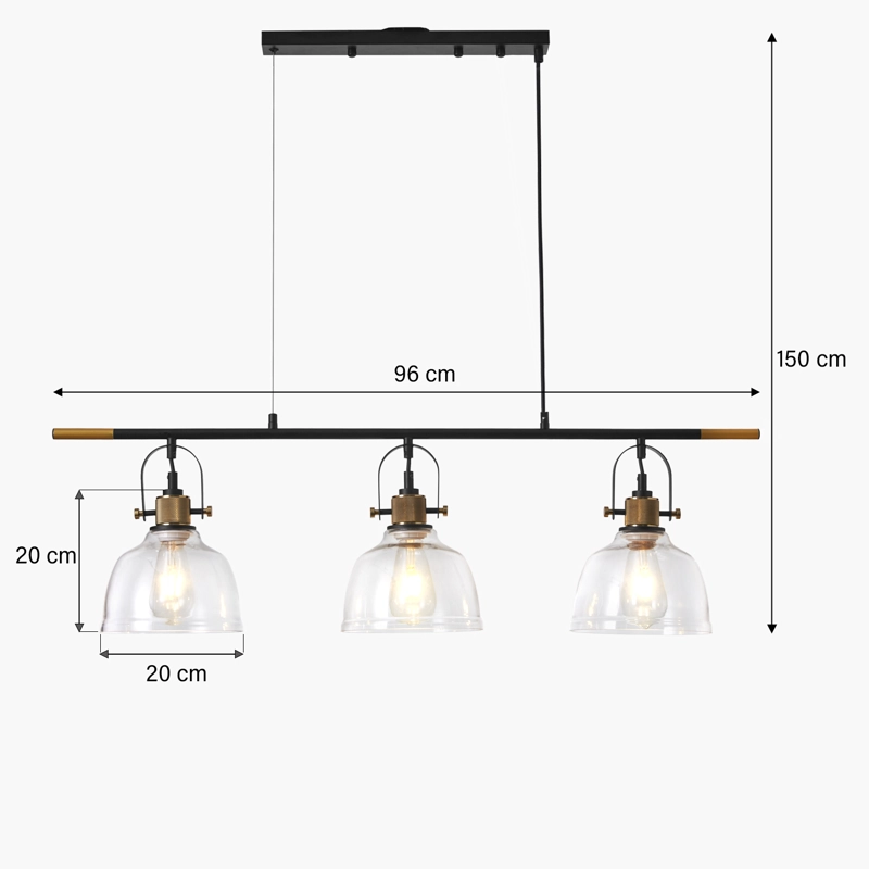 LAMPARA DE COLGAR MAE X3 VIDRIO FORM - 3