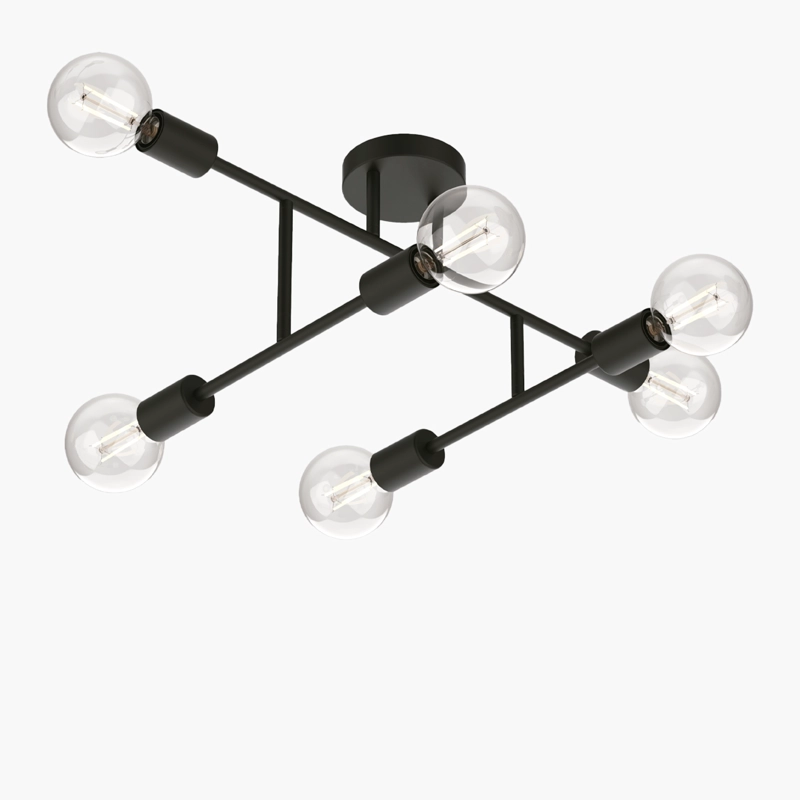 LAMPARA DE TECHO LEXIE X6 NEGRO FORM