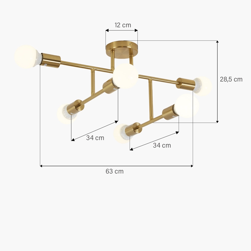 LAMPARA DE TECHO LEXIE X6 BRONCE FORM - 7
