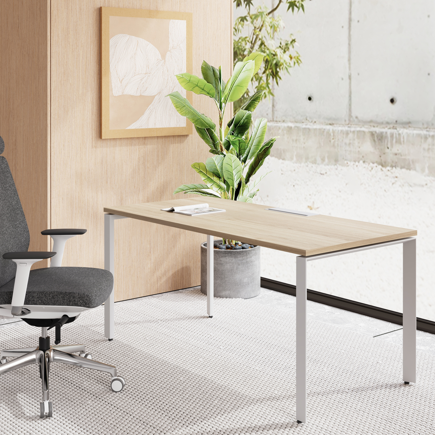ESCRITORIO FORM OFFICE SPACE 120X60 NATURA/BLANCO METAL - 2