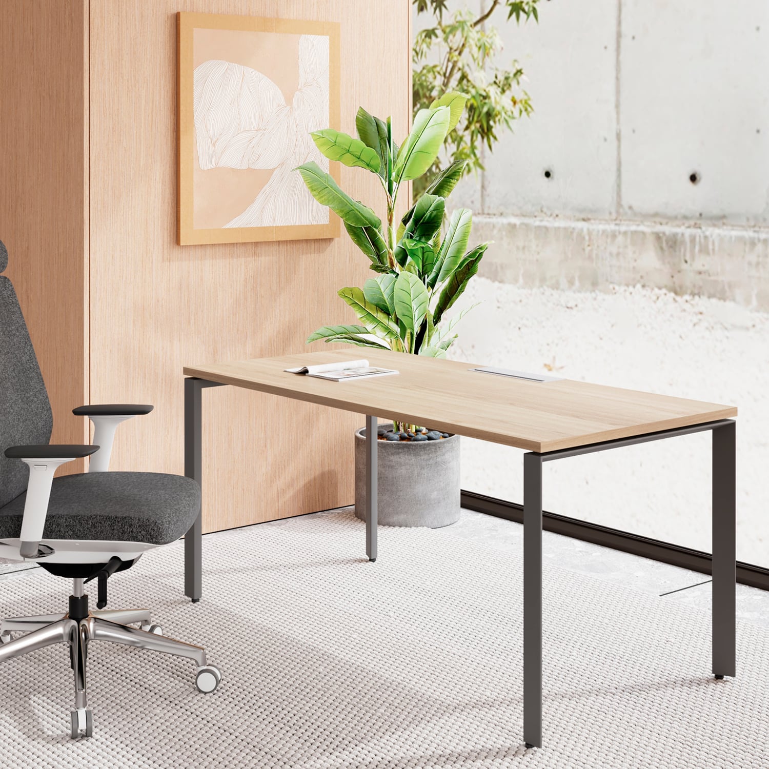 ESCRITORIO FORM OFFICE SPACE 140X60 NATURA/GRIS METAL - 2
