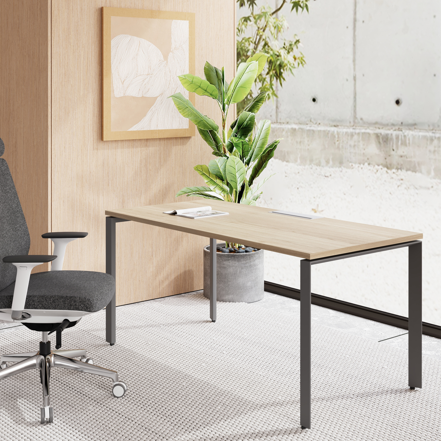 ESCRITORIO FORM OFFICE SPACE 120X60 NATURA/GRIS METAL - 2
