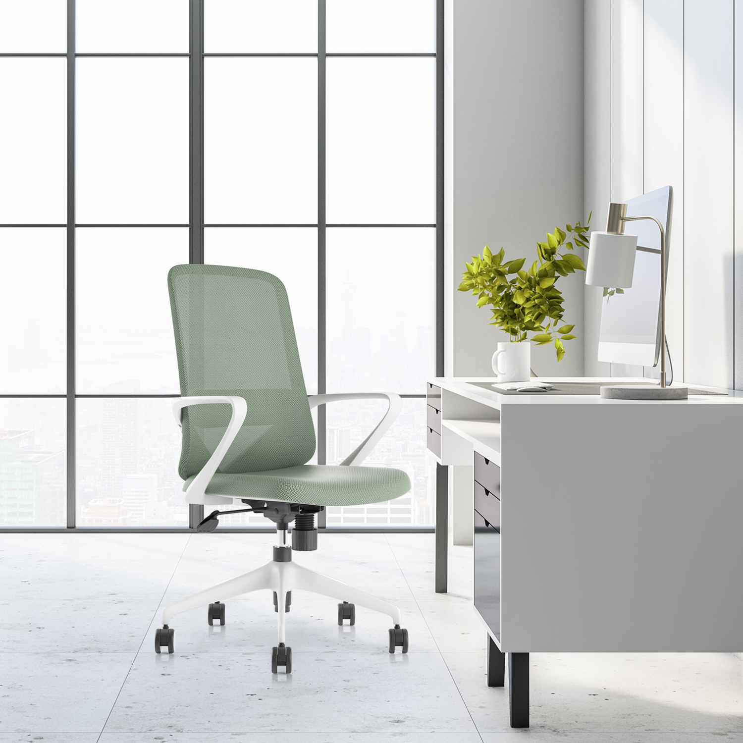 SILLA EJECUTIVA FORM OFFICE VERDE CLARO OFICINA VIC - 6