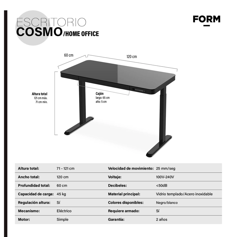 ESCRITORIO FORM DESIGN HOME OFFICE COSMO ELÉCTRICO NEGRO ACERO - 8