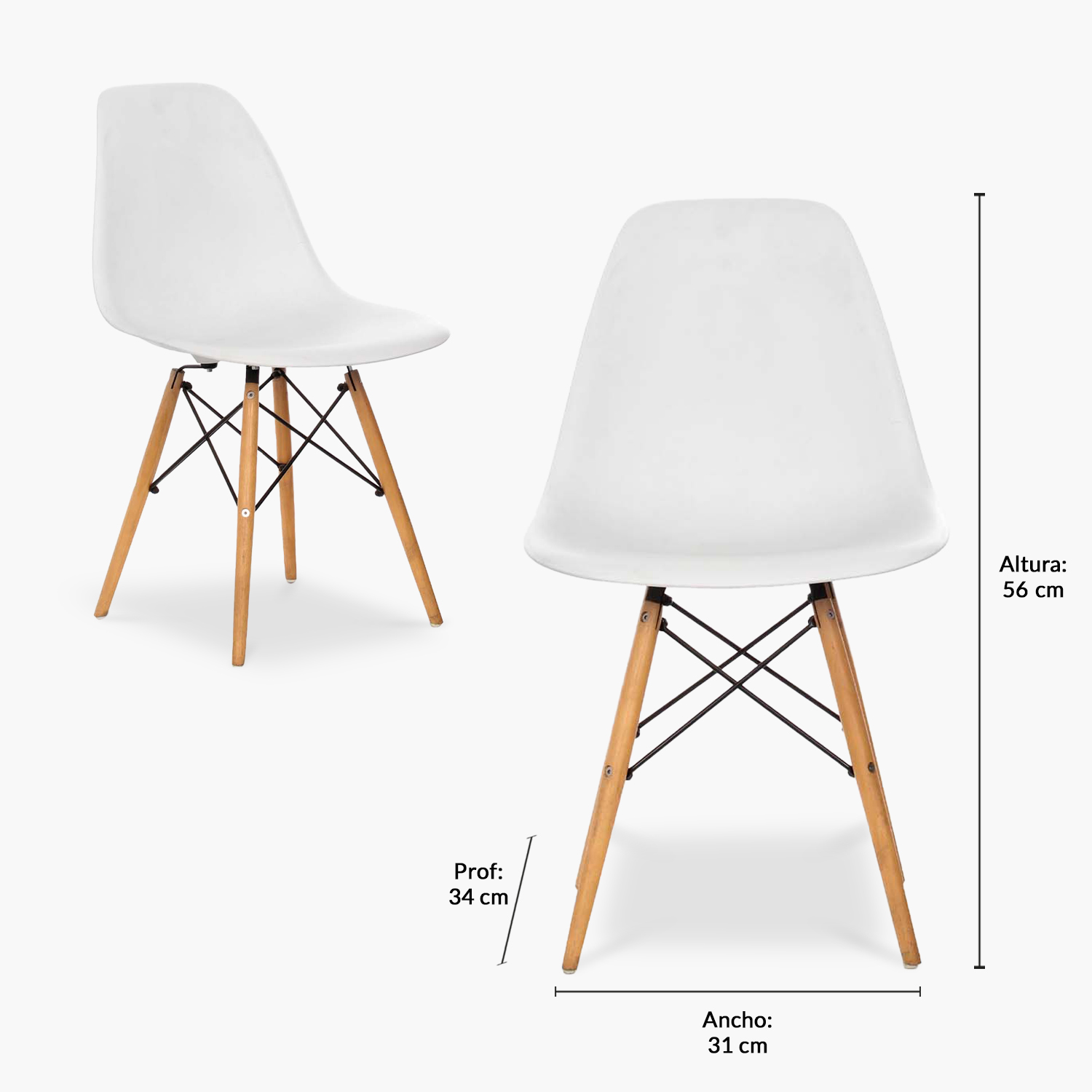 PACK KIDS FORM DESIGN 1 MESA 2 SILLAS DSW BLANCO MADERA - 3