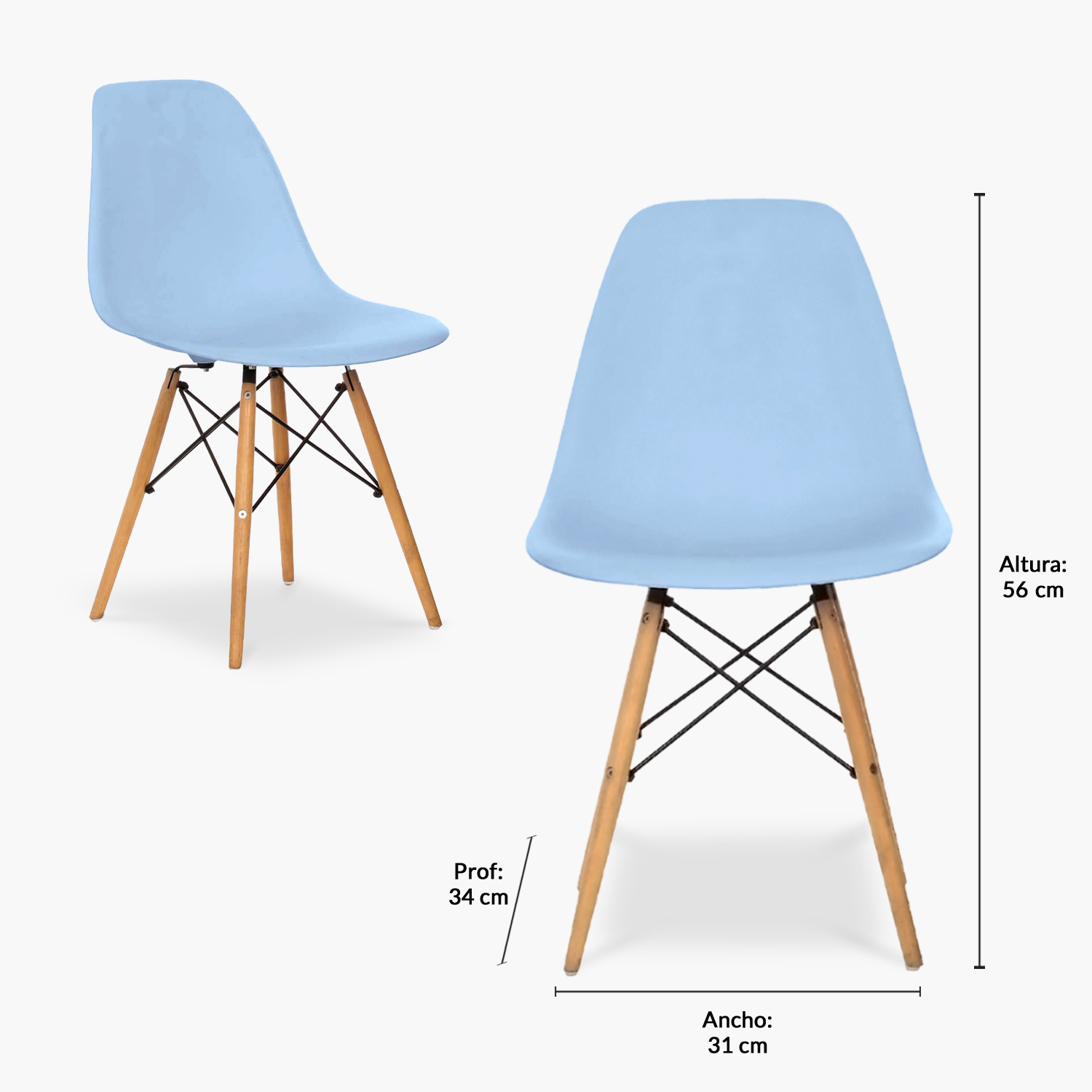PACK KIDS FORM DESIGN 1 MESA 2 SILLAS DSW CELESTE MADERA - 3