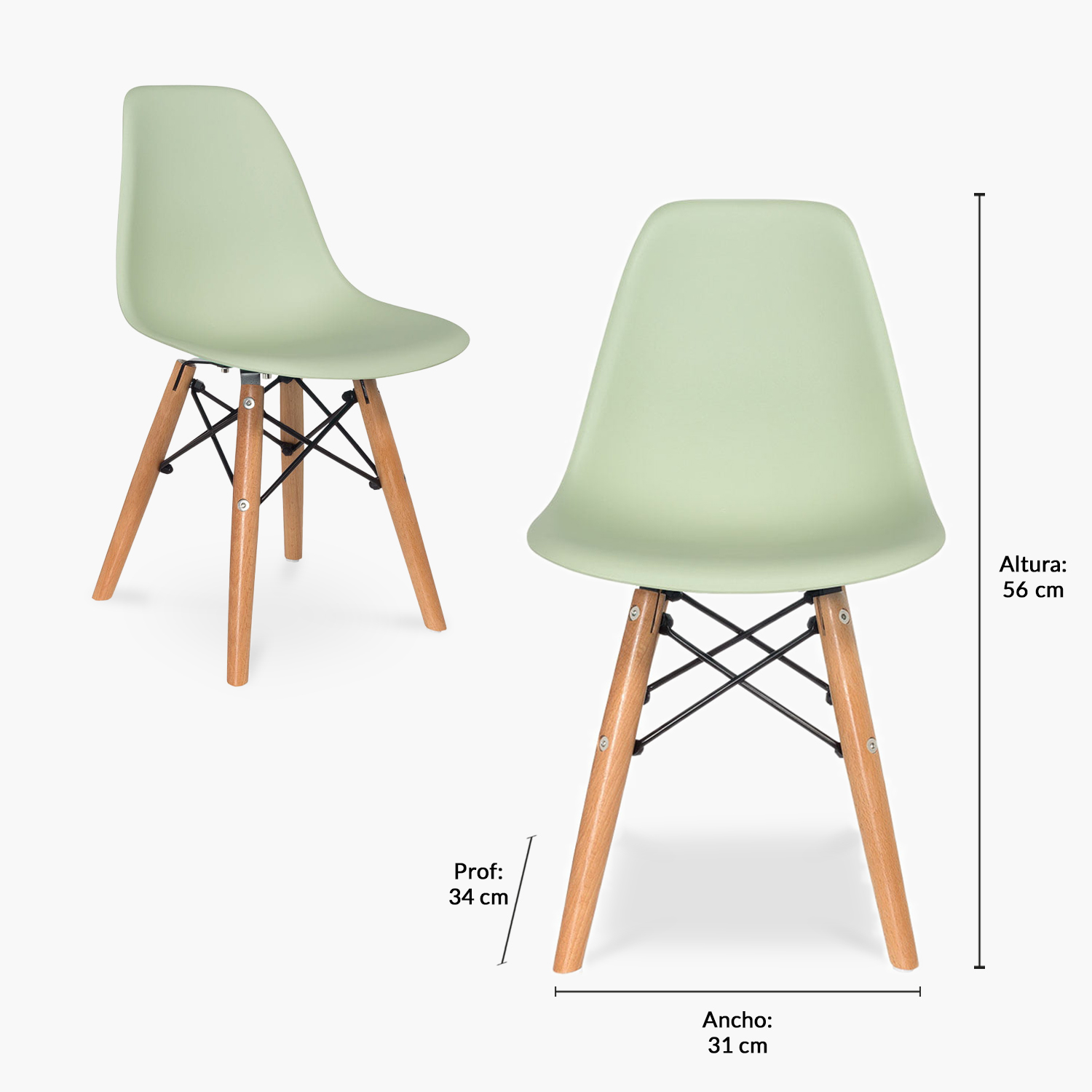 PACK KIDS 1 MESA 2 SILLAS DSW MENTA FORM - 3