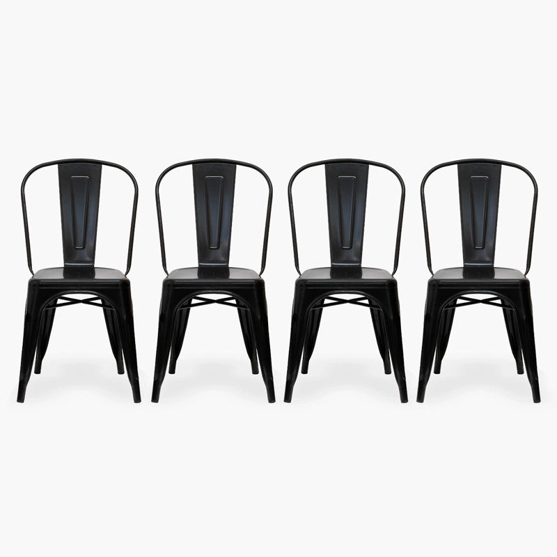 SILLAS FORM DESIGN TOLIX 1 CUERPO ACERO NEGRO PACK 4 ASIENTO METAL - 1