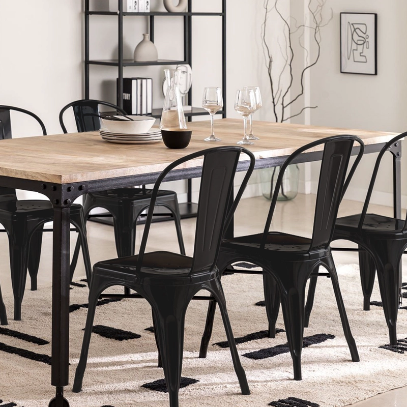 SILLAS FORM DESIGN TOLIX 1 CUERPO ACERO NEGRO PACK 4 ASIENTO METAL - 2