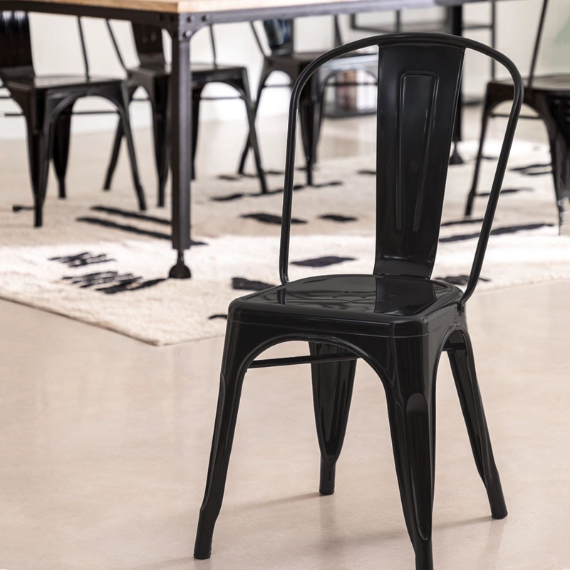 SILLAS FORM DESIGN TOLIX 1 CUERPO ACERO NEGRO PACK 4 ASIENTO METAL - 6
