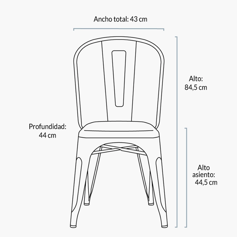 SILLAS FORM DESIGN TOLIX 1 CUERPO ACERO NEGRO PACK 4 ASIENTO METAL - 9