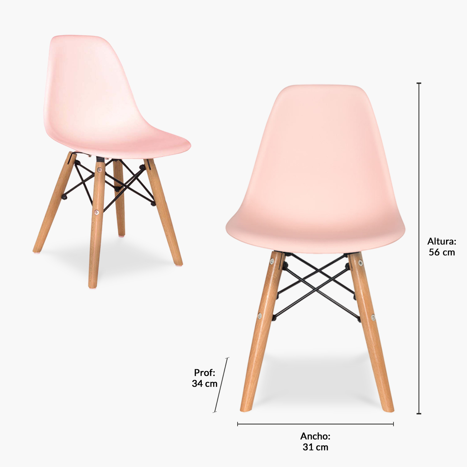 PACK KIDS 1 MESA 2 SILLAS DSW ROSADO FORM - 3