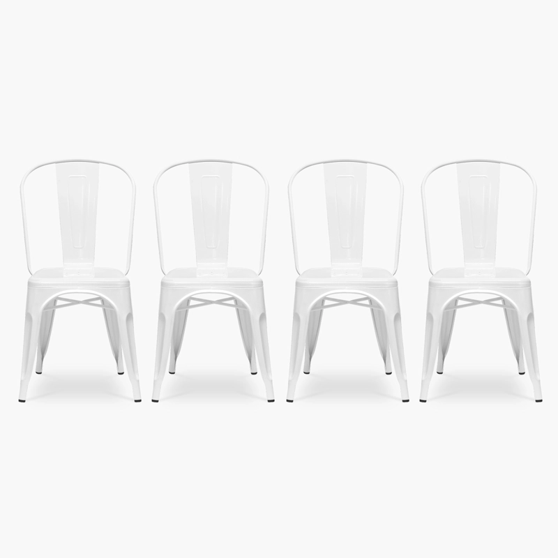 SILLAS FORM DESIGN TOLIX 1 CUERPO ACERO BLANCO PACK 4 ASIENTO METAL - 1