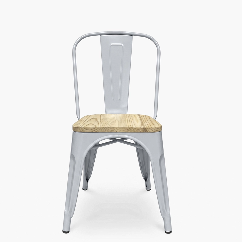 SILLAS FORM DESIGN TOLIX 1 CUERPO MADERA METAL PLATEADO PACK 4 ASIENTO - 2