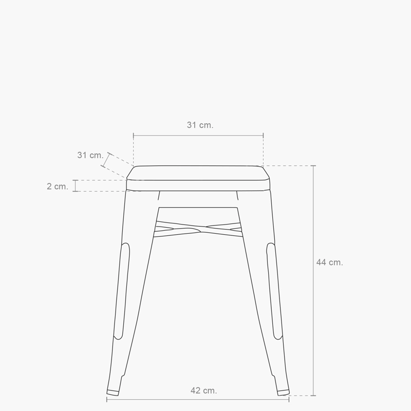 PISOS FORM DESIGN TOLIX 1 CUERPO MADERA METAL PLATEADO PACK 4 ASIENTO - 5