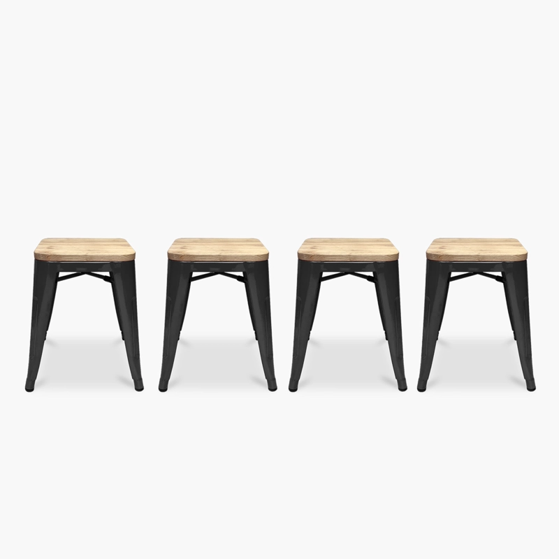 PISOS FORM DESIGN TOLIX 1 CUERPO MADERA NEGRO PACK 4 ASIENTO - 1
