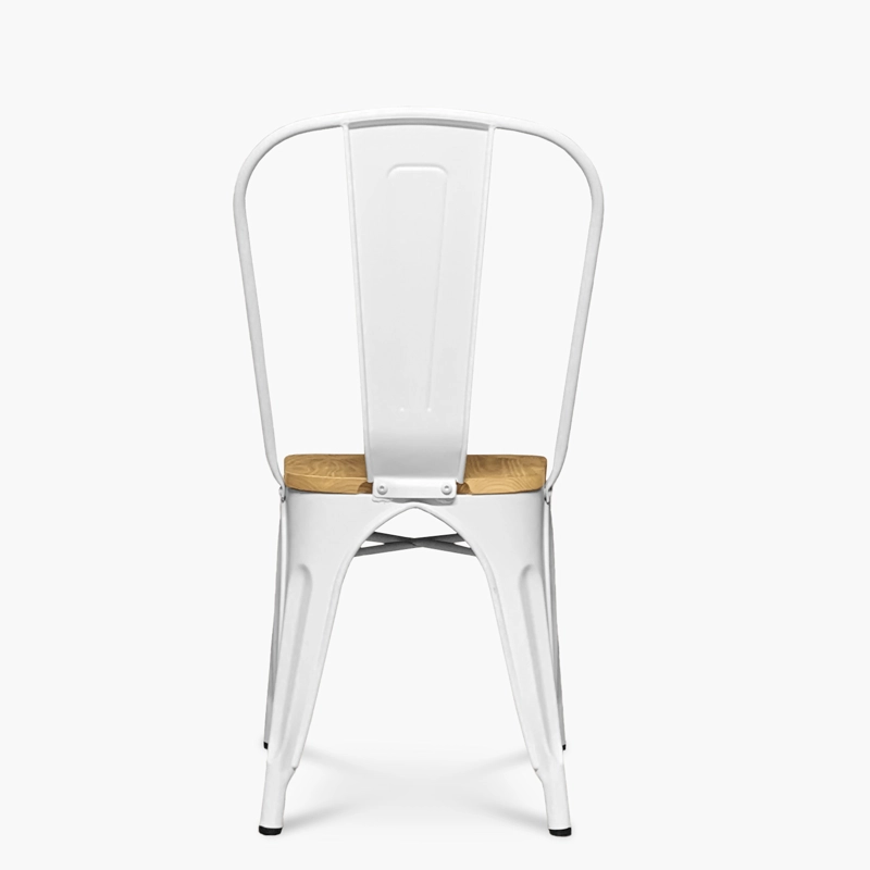 SILLAS FORM DESIGN TOLIX 1 CUERPO ACERO BLANCO PACK 4 ASIENTO MADERA - 5