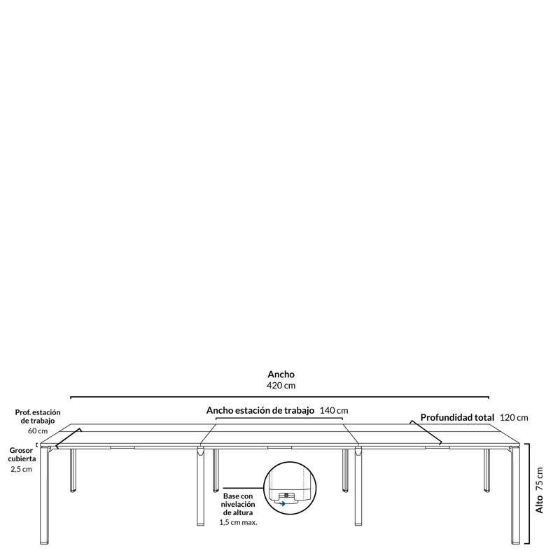 ESCRITORIO NEO 140 BENCH 6 PERS - 4