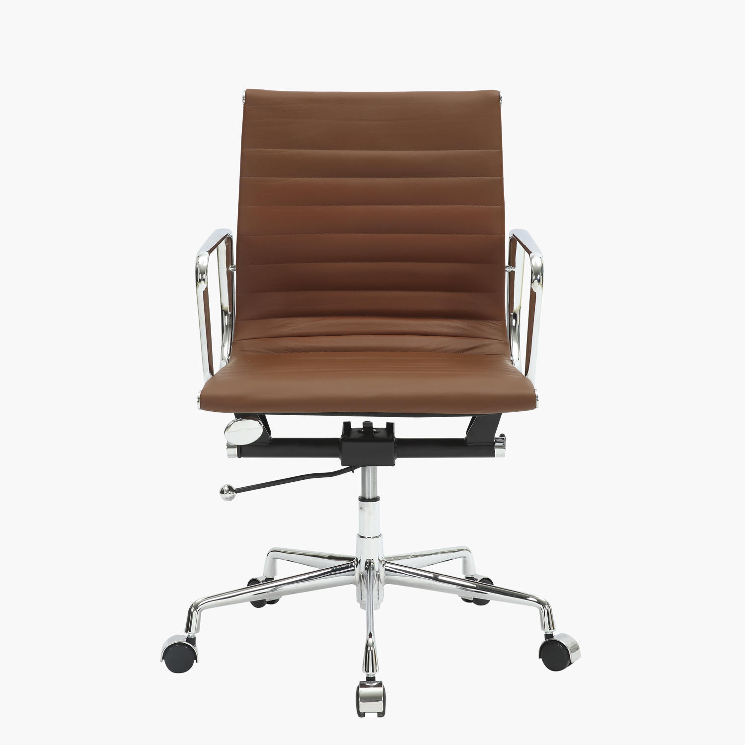 SILLA OFICINA FORM OFFICE CUERO CAFE ALUMINIUM - 1