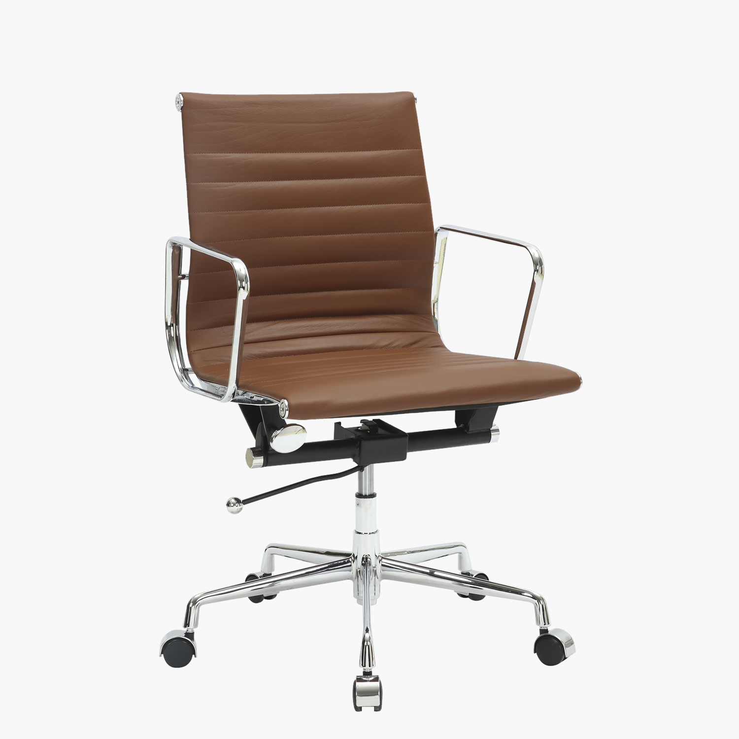 SILLA OFICINA FORM OFFICE CUERO CAFE ALUMINIUM - 3
