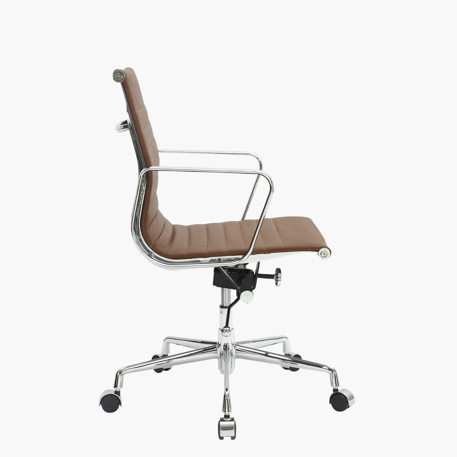 SILLA OFICINA FORM OFFICE CUERO CAFE ALUMINIUM - 4