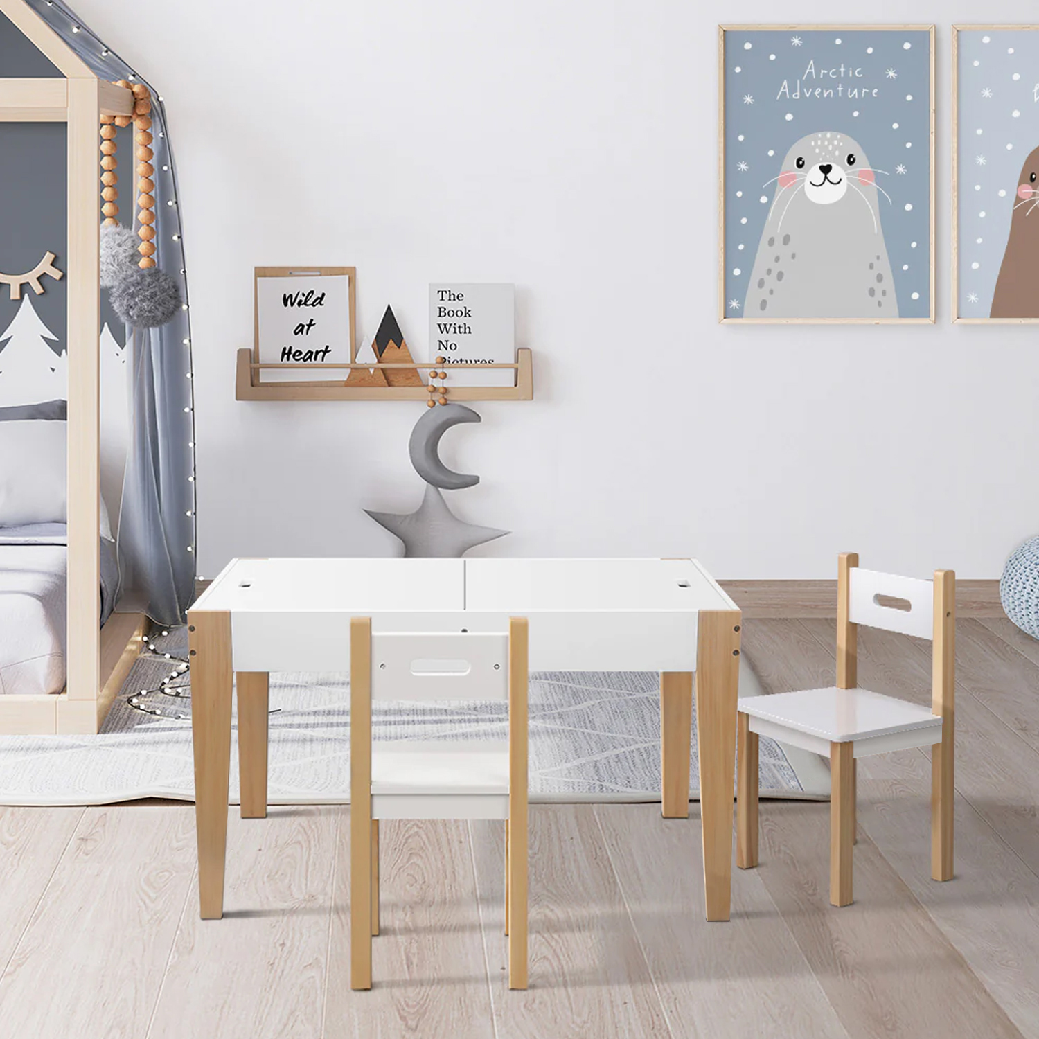 PACK INFANTIL 1 MESA 2 SILLAS SANTINO NATURA/BLANCO FORM - 2