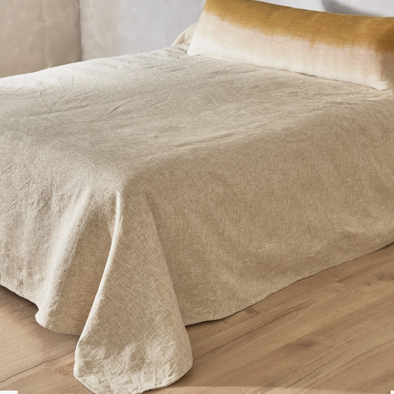 CUBRECAMA CALMA HOUSE ALGODÓN BEIGE LISO ARGA CAMA KING O SUPERKING 270X280 - 2