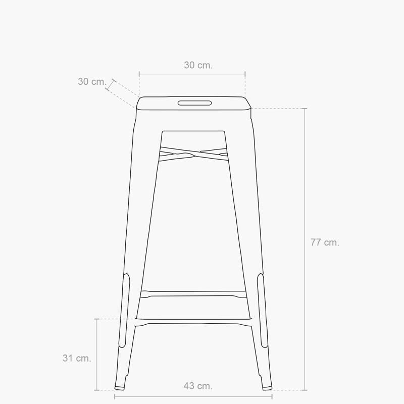 TABURETE FORM DESIGN METAL PLATEADO ALTO 77 TOLIX - 5
