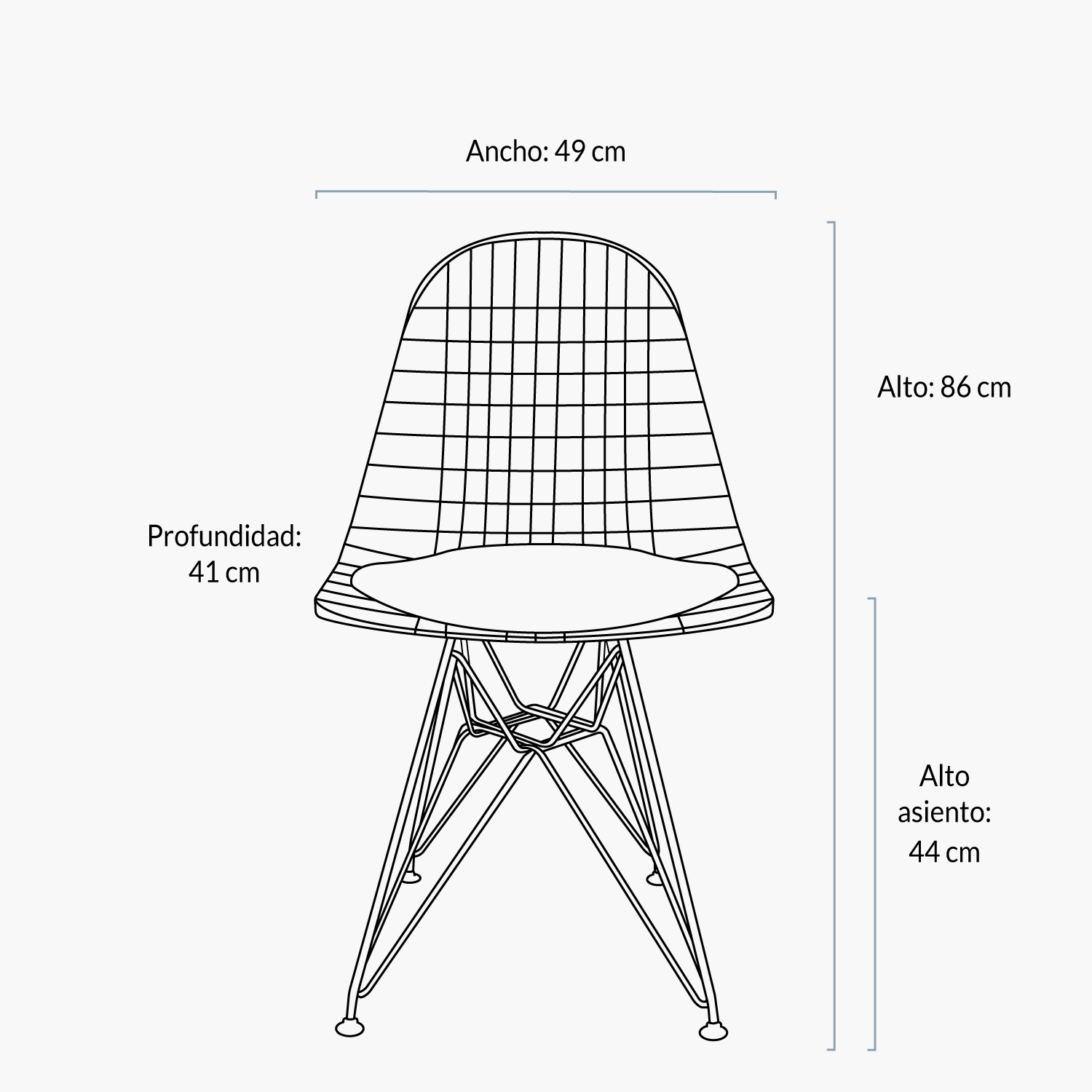 Silla met lica form design negro comedor wire