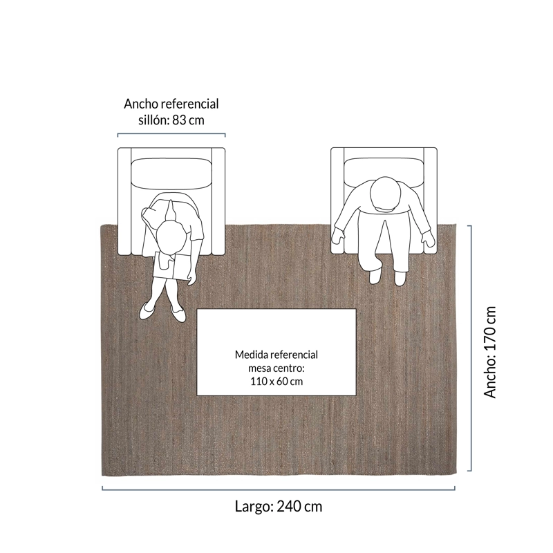 ALFOMBRA FORM DESIGN YUTE SAHARA GRIS OSCURO NATURAL 170 X 240 CM - 6