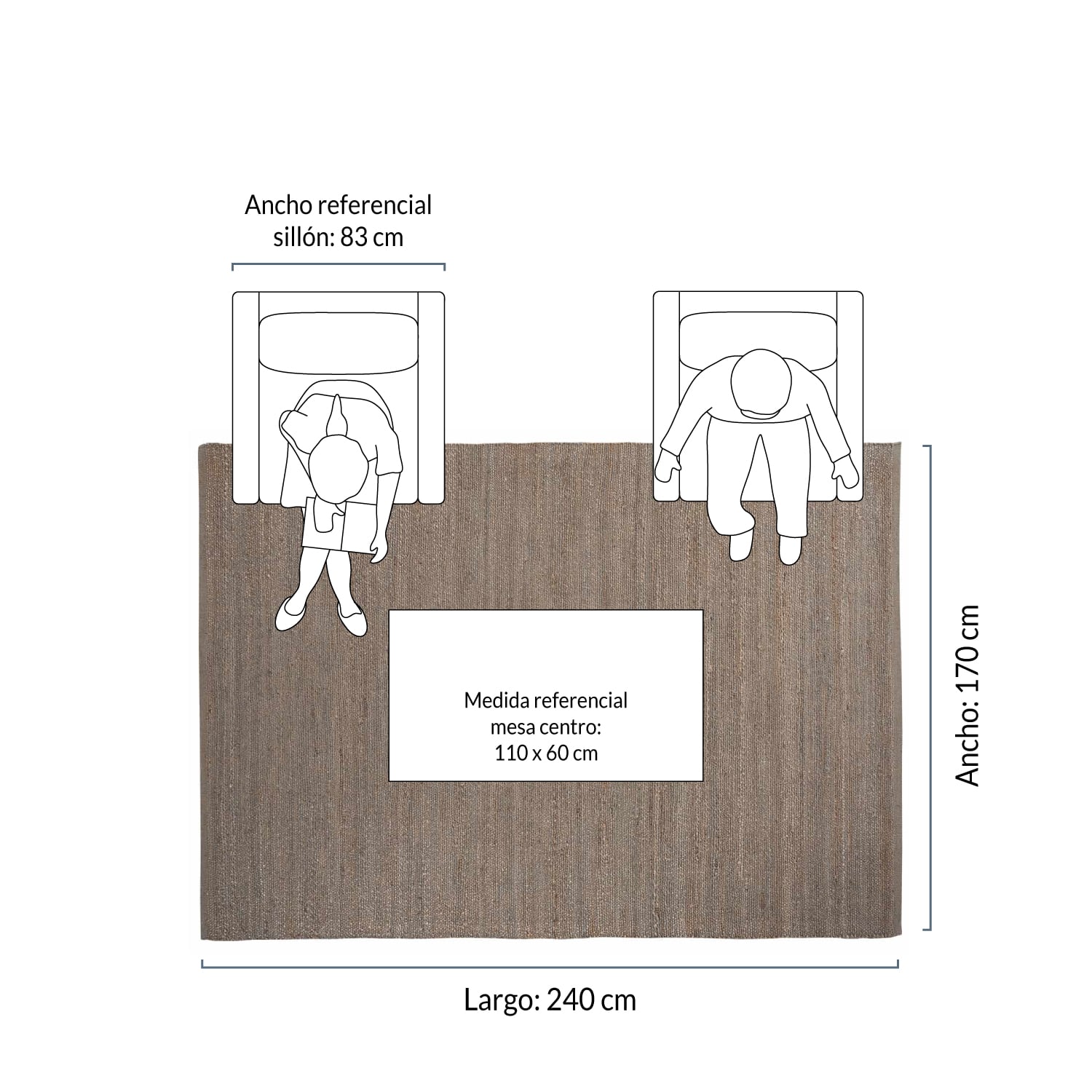 ALFOMBRA FORM DESIGN YUTE SAHARA GRIS OSCURO NATURAL 170 X 240 CM - 6