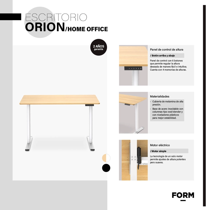 ESCRITORIO FORM DESIGN HOME OFFICE ORION ELÉCTRICO NATURAL ACERO - 6