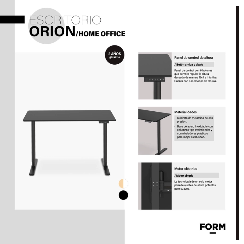 ESCRITORIO FORM DESIGN HOME OFFICE ORION ELÉCTRICO NEGRO ACERO - 6