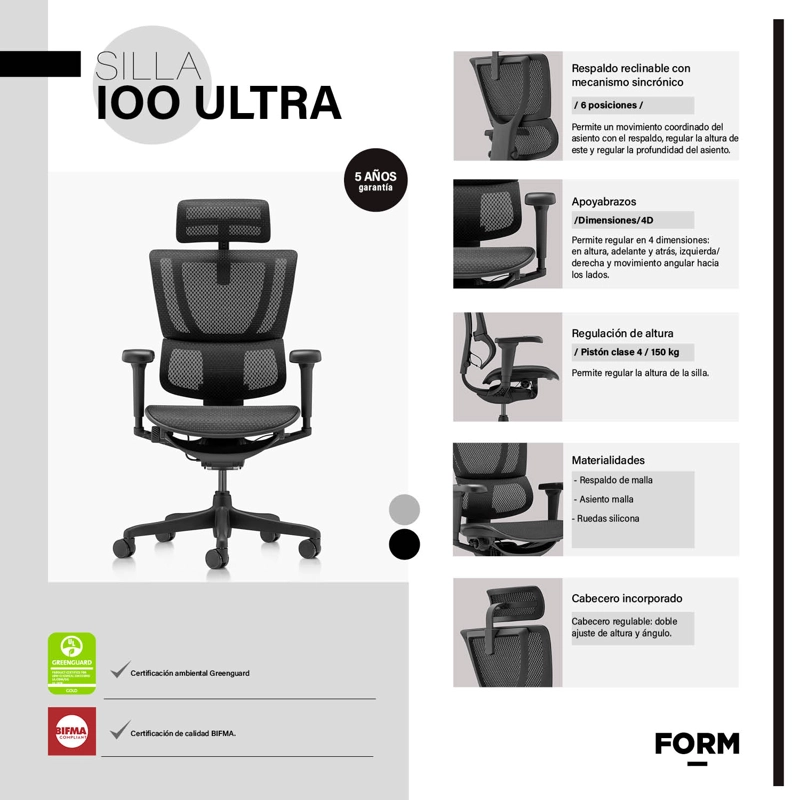 SILLA FORM OFFICE NEGRO IOO ULTRA - 9